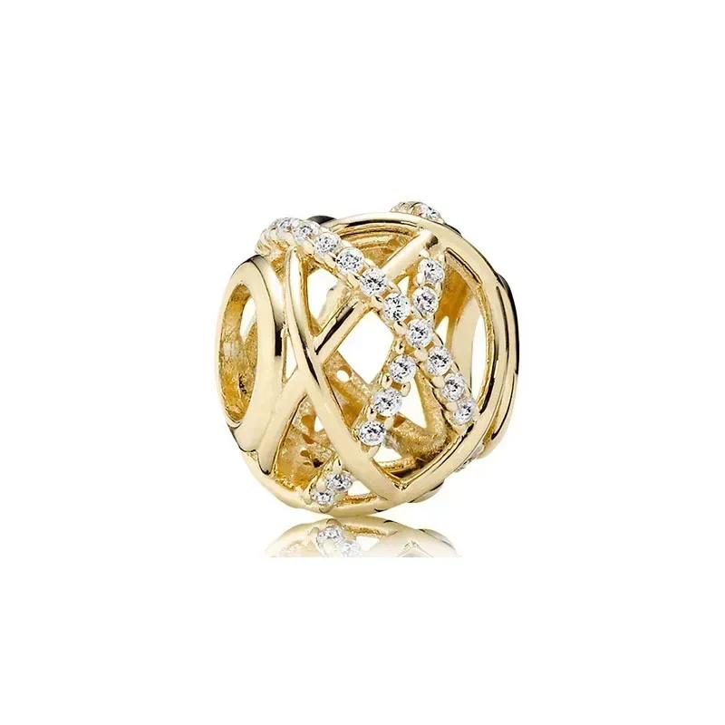 Роскошный золотой цвет серии S925, стерлинговое серебро, классический блестящий кулон «Древо жизни», подходит для оригинального браслета, подарок «сделай сам»