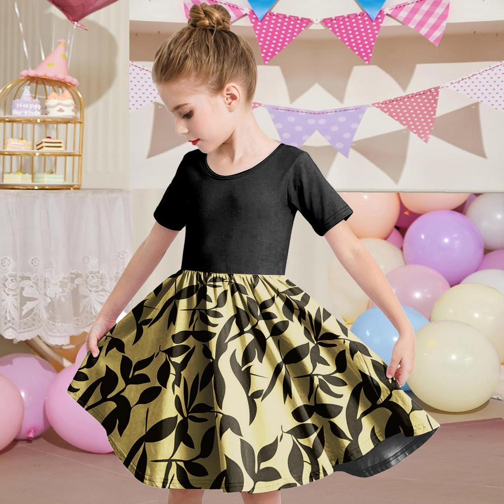 Летнее платье для девочек, платье для малышей, однотонное повседневное платье-футболка с коротким рукавом А-силуэта