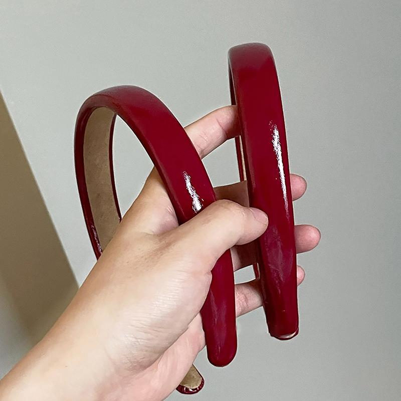 Ретро-красная кожаная губчатая повязка на голову для женщин, темпераментный обруч для волос, мытье лица, повязка для волос, женские аксессуары для волос на вечеринку, подарок