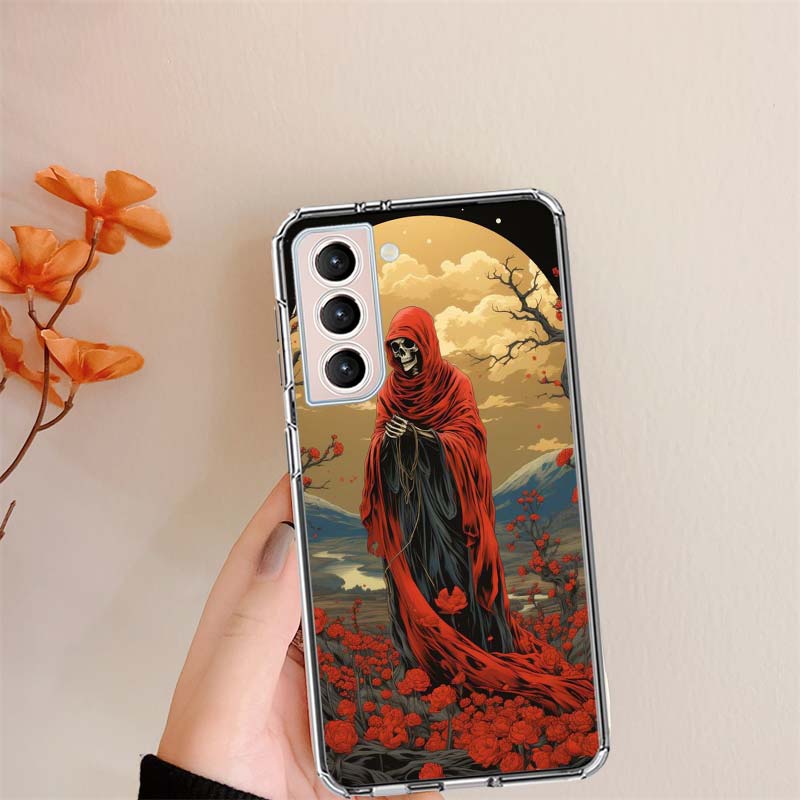 Прозрачные чехлы для телефона с рисунком Череп Жнеца и Скелет для Samsung S26 Ultra Galaxy S25 Edge S24 S23 FE S21 Plus S20 S22 S10