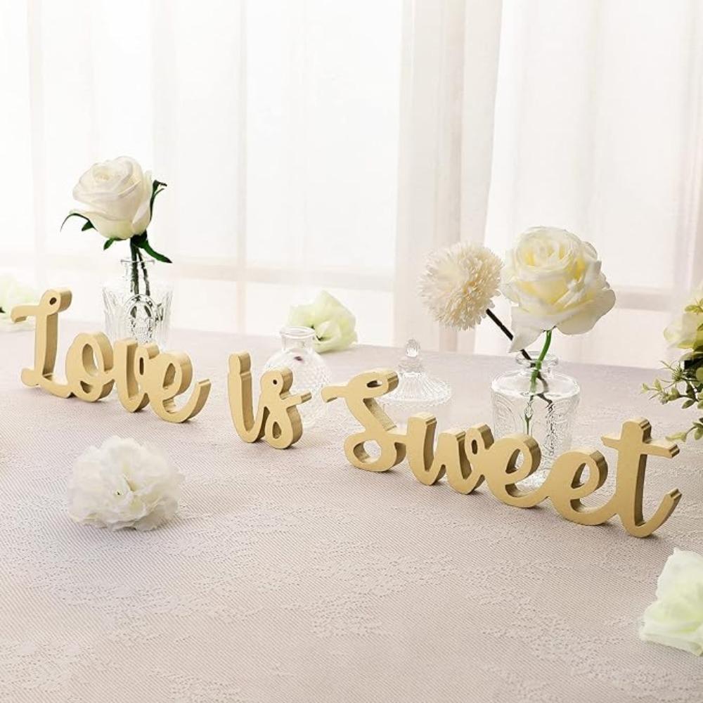 Декор стола Знаки Love Is Sweet, полые буквы, знак Love Is Sweet, деревянный знак Love Is Sweet для десертного стола, отдельно стоящий знак Love из дерева, настольная накладка для свадьбы