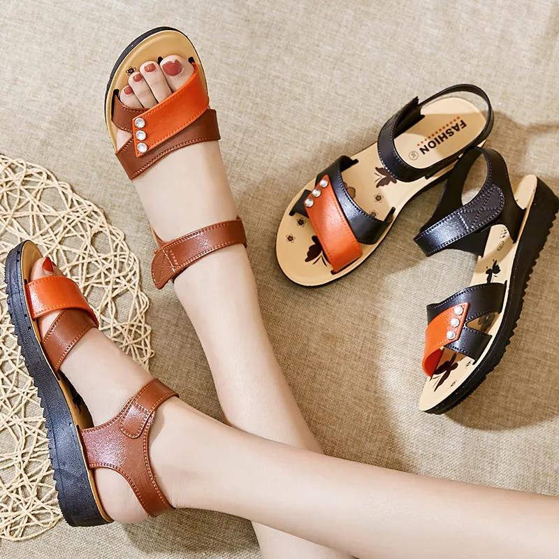 Женская летняя обувь, уличные пляжные сандалии на мягкой подошве на плоской подошве, нескользящие универсальные повседневные легкие сандалии