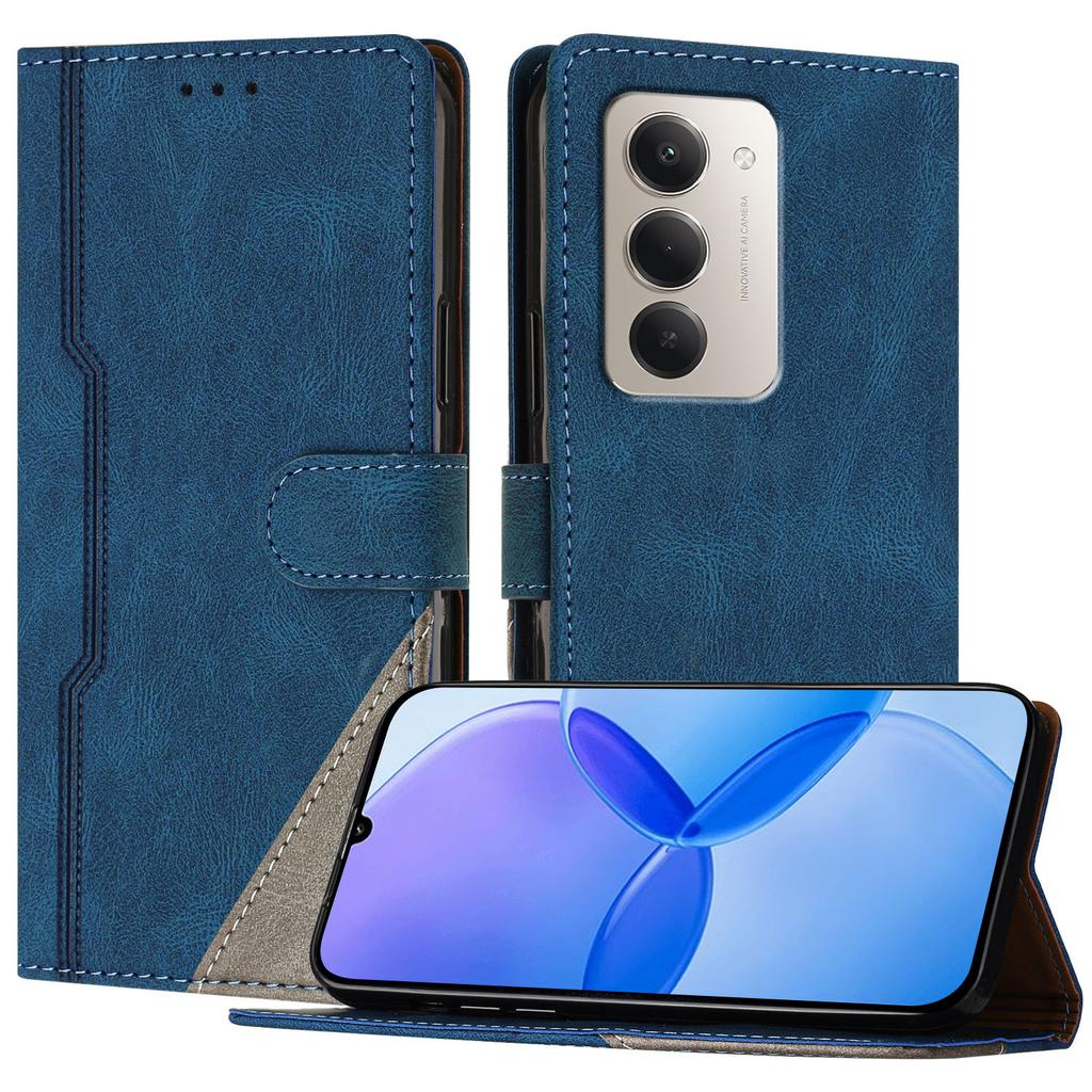 Для Xiaomi Redmi 15 5G (Глобальный) (169 мм)/Xiaomi Redmi 15 4G (169 мм) Кожаный чехол Трехцветный лоскутный кошелек Подставка Противоударный чехол для телефона