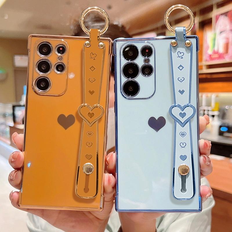 Чехол-браслет с покрытием в виде сердца для Samsung Galaxy S23 S22 Ultra S21 Plus S20 Fe A14 A34 A54 A13 A23 A33 A53 A52, мягкий силиконовый чехол для iphone 14 13 12