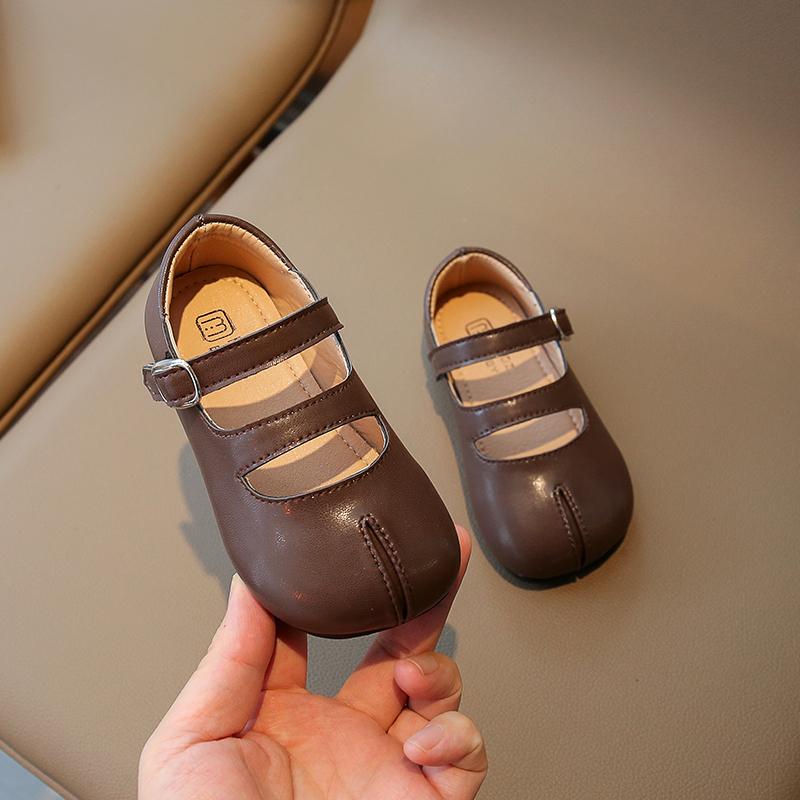 Korean Style Princess Casual Shoes Spring Autumn Soft Hook & Loop Girls Flats Boys Simple Kids Shoes 2024 New Simple Solid Color