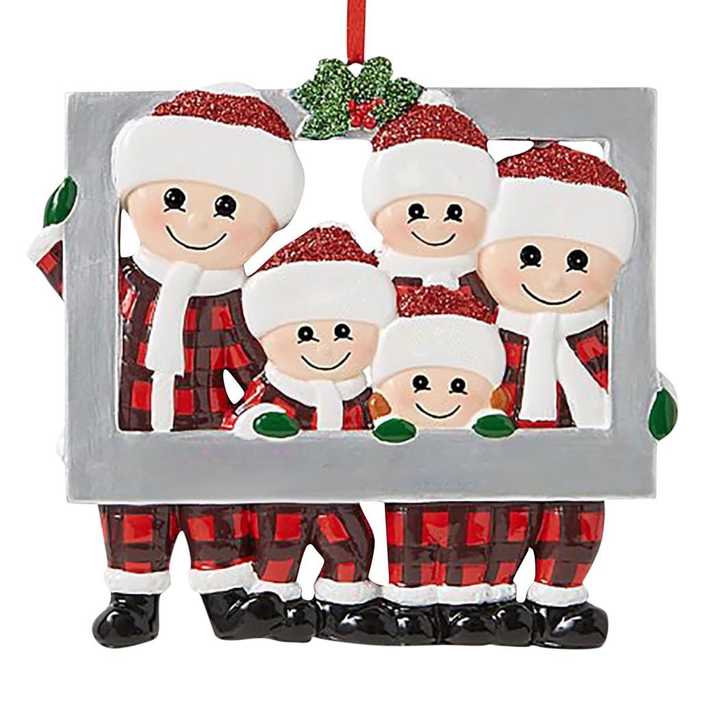 New Christmas Pendant Snowman Deer Penguin Family Resin Hanging Ornament DIY Name Blessing New Year Home Decoration 2025
