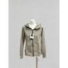 Womens Slim Fit Hooded Zip-Up Sweatshirt Casual Korean Style Lightweight Cotton Blend Long Sleeve Top