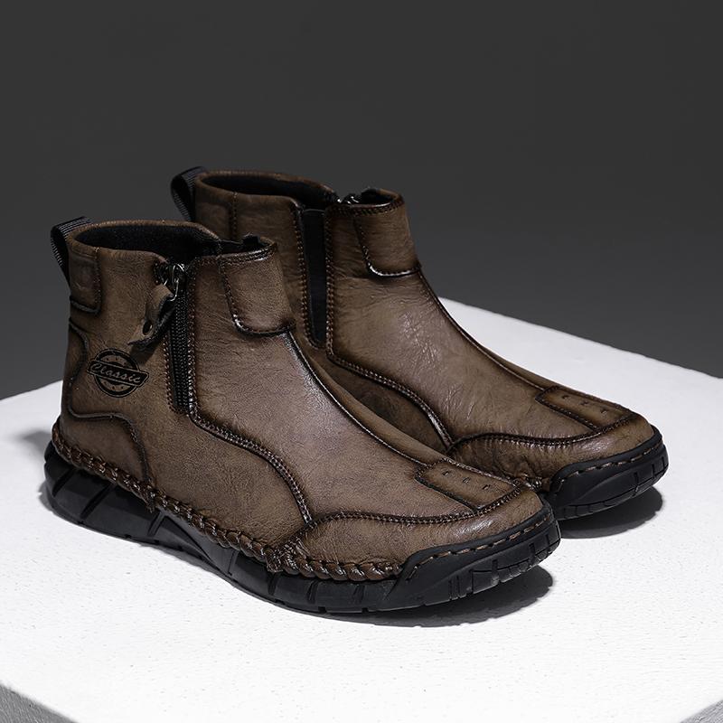 Мужская повседневная кожаная обувь в британском стиле 2024Новая модная и удобная обувь до щиколотки Мягкая подошва Противоскользящая Высокий верх Спортивная обувь