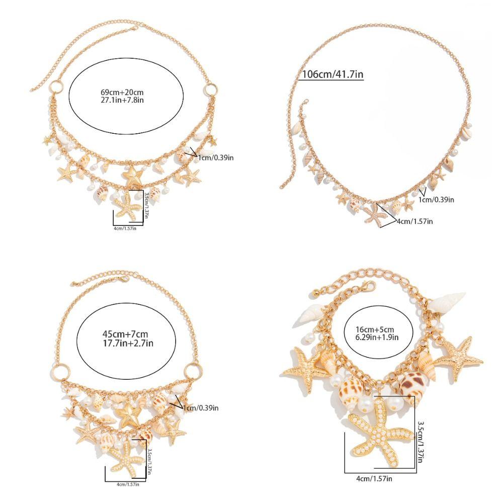 Bohemian Shell Starfish Waist Chain Imitation Pearl Bikini Body Chain  Dress Accessories