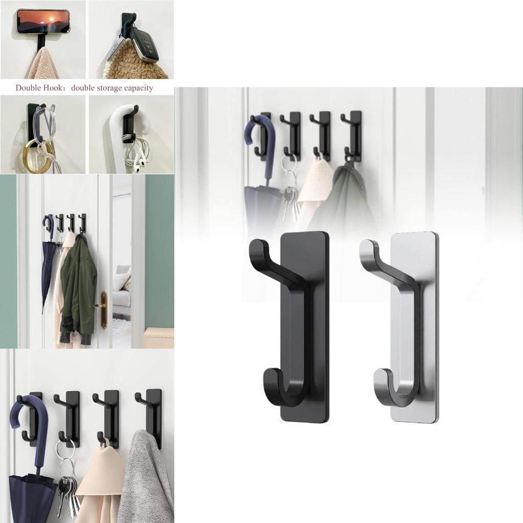 Durable Stainless Steel Clothes Hook Set With High Low Dual Hooks For Versatile Use