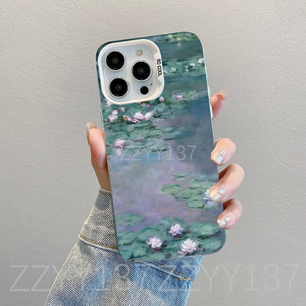 Paintings Monet Claudes Phone Case For iPhone 16,15,14,13,12,11,8,7,Pro,Max,Plus,Mini,XS,SE White Candy Matte Shockproof Cover