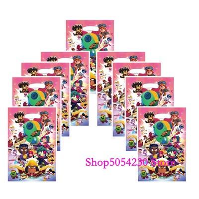 Brawl Stars Party Decoration Balloons Happy Birthday Banner Game Background Cake Topper Stickers Disposable Tableware Keychain