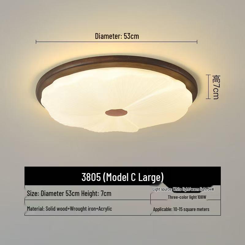 Chinese Retro Mid-Century Zen Ceiling Lamp: Solid Wood, Simple Style for Bedroom or Influencer Room