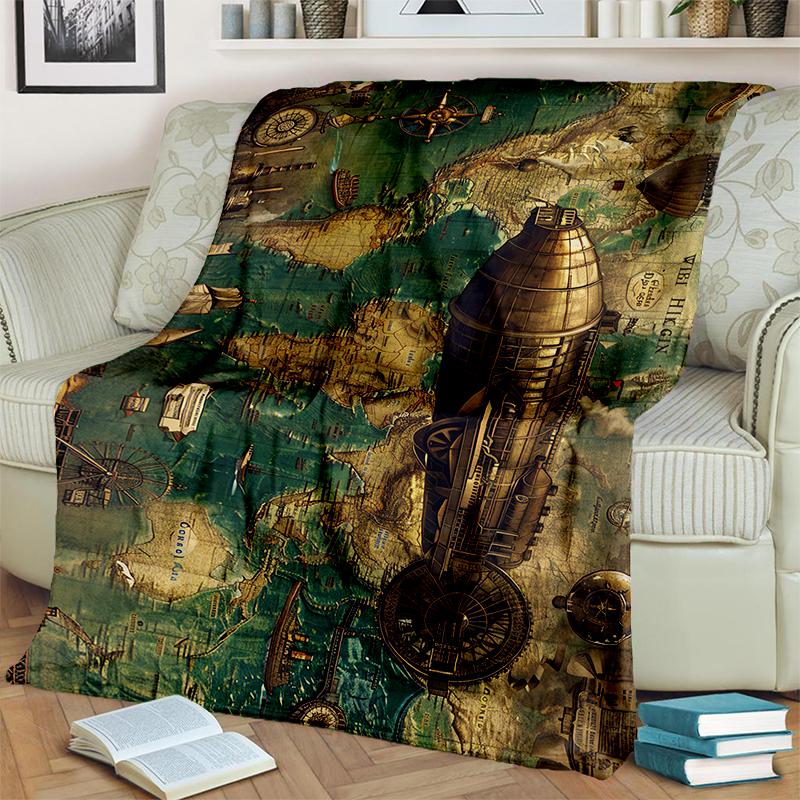 29 Style New Retro Marine Nautical Chart Compass Map Blanket,Soft Throw Blanket for Home Bedroom Bed Sofa Travel Office Cover