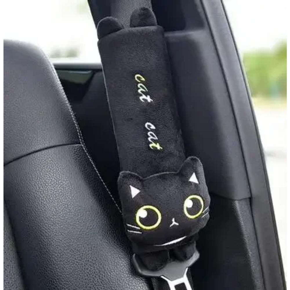 Милый кот, подушка для шеи автомобиля, мультяшная голова кошки, подголовник автомобиля, дорожная подушка, ремень безопасности для кошек, накладки на плечи, чехлы для зеркала заднего вида