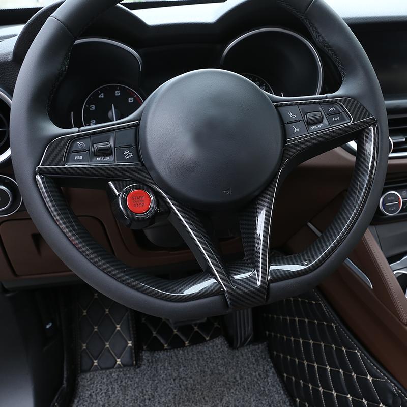 For 17-19 Alfa Romeo Giulia/Stelvio steering wheel V-frame One-touch start box steering wheel button decoration sticker ABS