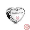 925 Sterling Silver Angel Mom Family Heart Series Shine Beads Fit Original Fashion Charms Bracelets Women DIY Jewelry