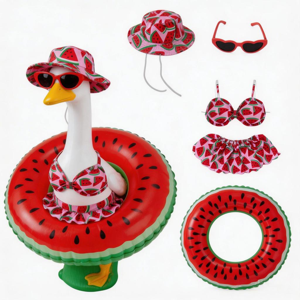 Porch Goose Decoration Clothes Set Waterproof Raincoat Bikini Ghost Outfit for 23 Inch Lawn Garden Statue Costume