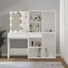 VidaXL LED Vanity Table with 2 Cabinets Cosmetic Table Makeup Dressing Table Jewelry Table Bedroom White Wood 3082026