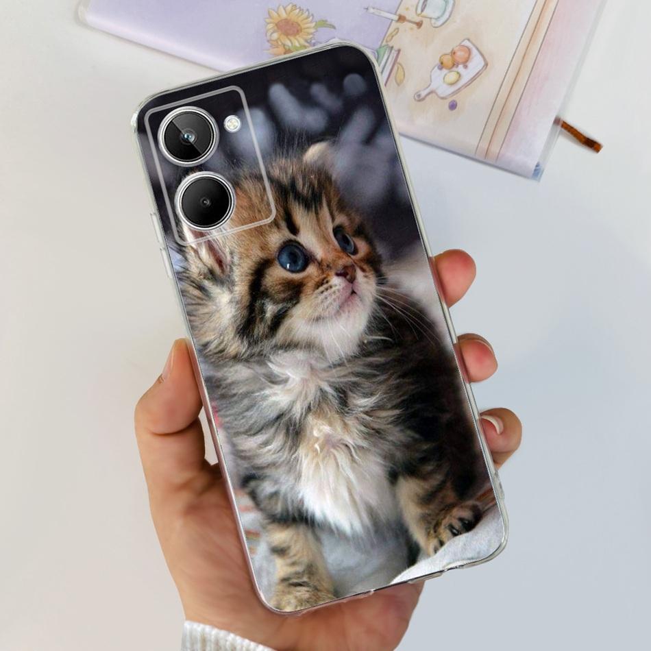 Милый чехол с рисунком Цветущего Кота для Realme 10 / Realme 10 Pro / Realme 10 Pro+ Мягкий Силиконовый TPU Чехол для Realme10 4G 10Pro Plus