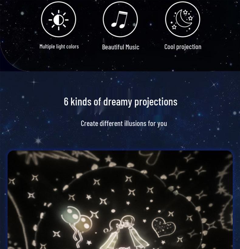 Светодиодный проектор «Звездное небо», DIY музыкальный подарок на день рождения, ночник-проектор