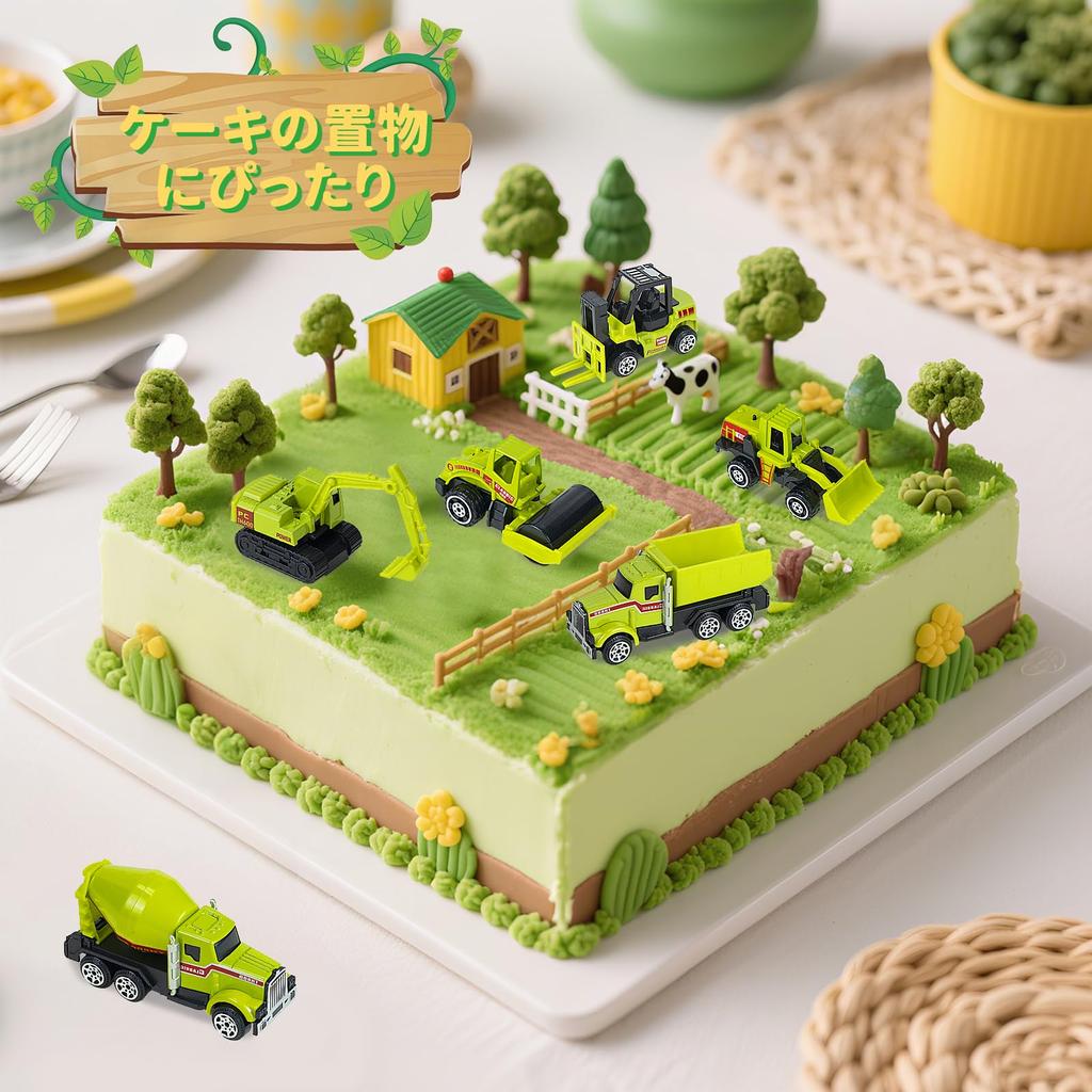 YongnKids Игрушечная машинка Строительная Сплав Конструкция Миниатюрная машинка Металлическая модель Популярная и Долговечная для Игр в помещении Песок Зеленый Набор из 6 штук, Транспортные средства,