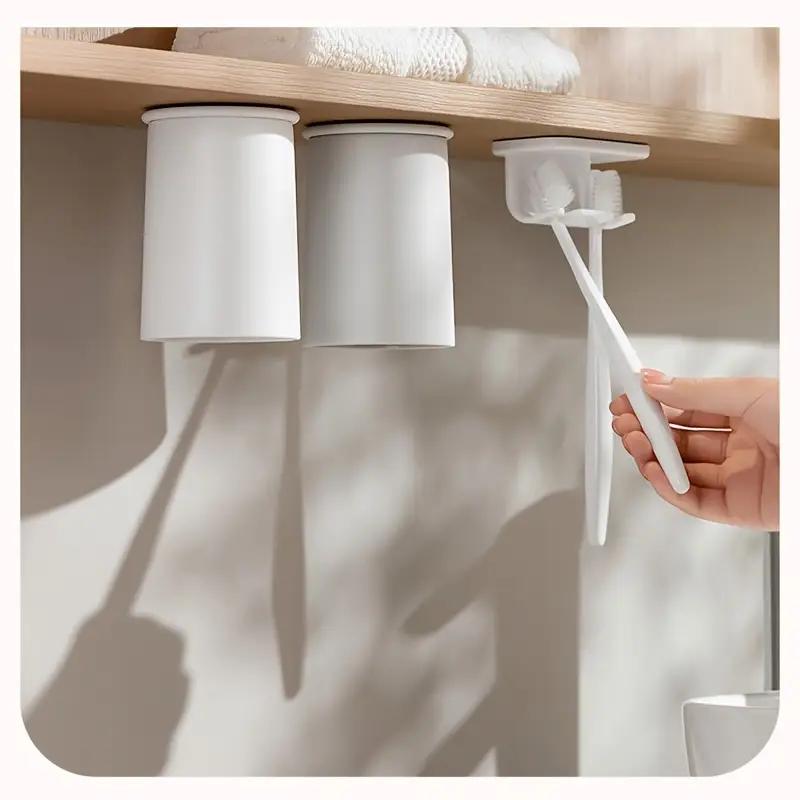 Wall Mounted Toothbrush Holder Bathroom Storage Rack No Drilling Required Self Adhesive Bathroom Organizer Shelf
