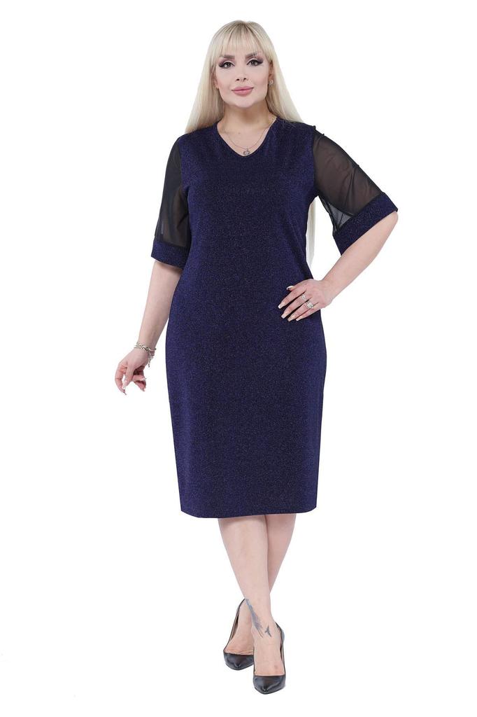 Женское платье большого размера. Блестящее стильное платье больших размеров 21B-2305.