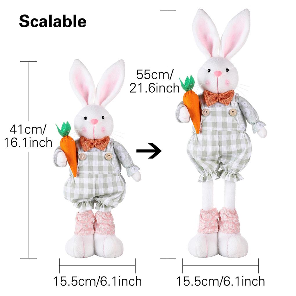 Standing Telescopic Rabbit Doll Easter Theme Party Supplies Home Decoration Ornaments Dwarf Doll