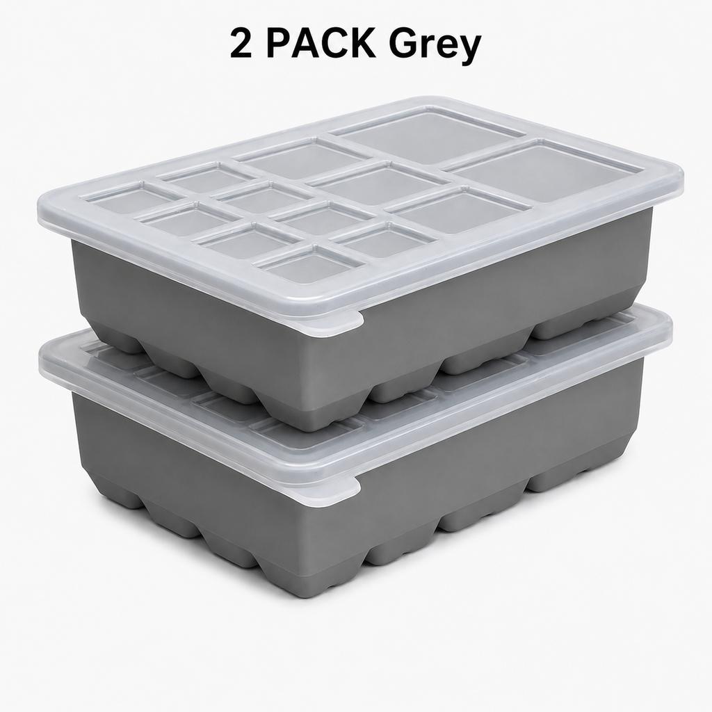 Multi Size Silicone Ice Cube Tray With Lid 13 Cavity Stackable Ice Maker Mold For Whiskey Cocktail And Fruit Drinks
