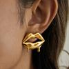 Серьги Yori Vintage Жидкие Тающие Губы Покрытие PVD Золотом 18K Простые Привлекательные Универсальные Украшения Водонепроницаемые Аксессуары