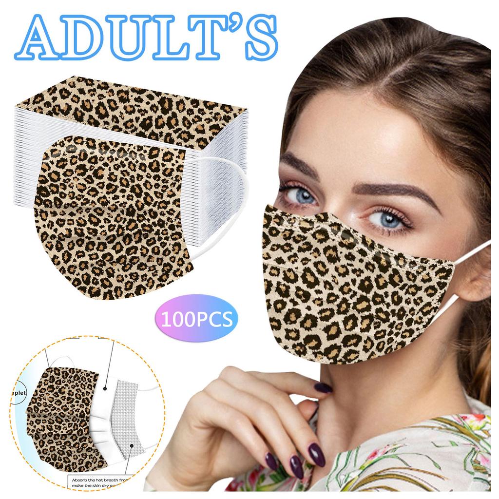 Трехслойная одноразовая пыленепроницаемая защитная маска с леопардовым принтом для взрослых