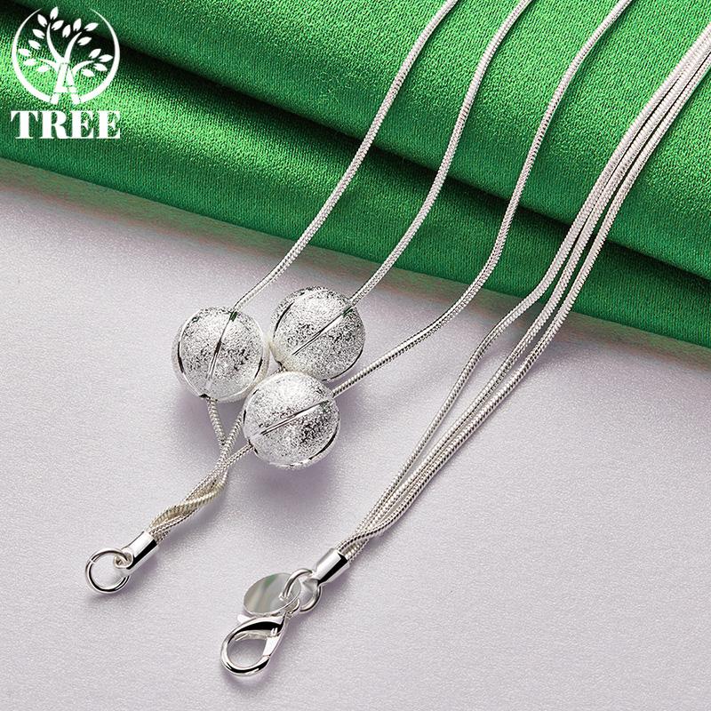 Versatile 925 Sterling Silver Frosted Bead Pendant Necklace For Women Engagement Wedding Birthday Party High-Quality Jewelry