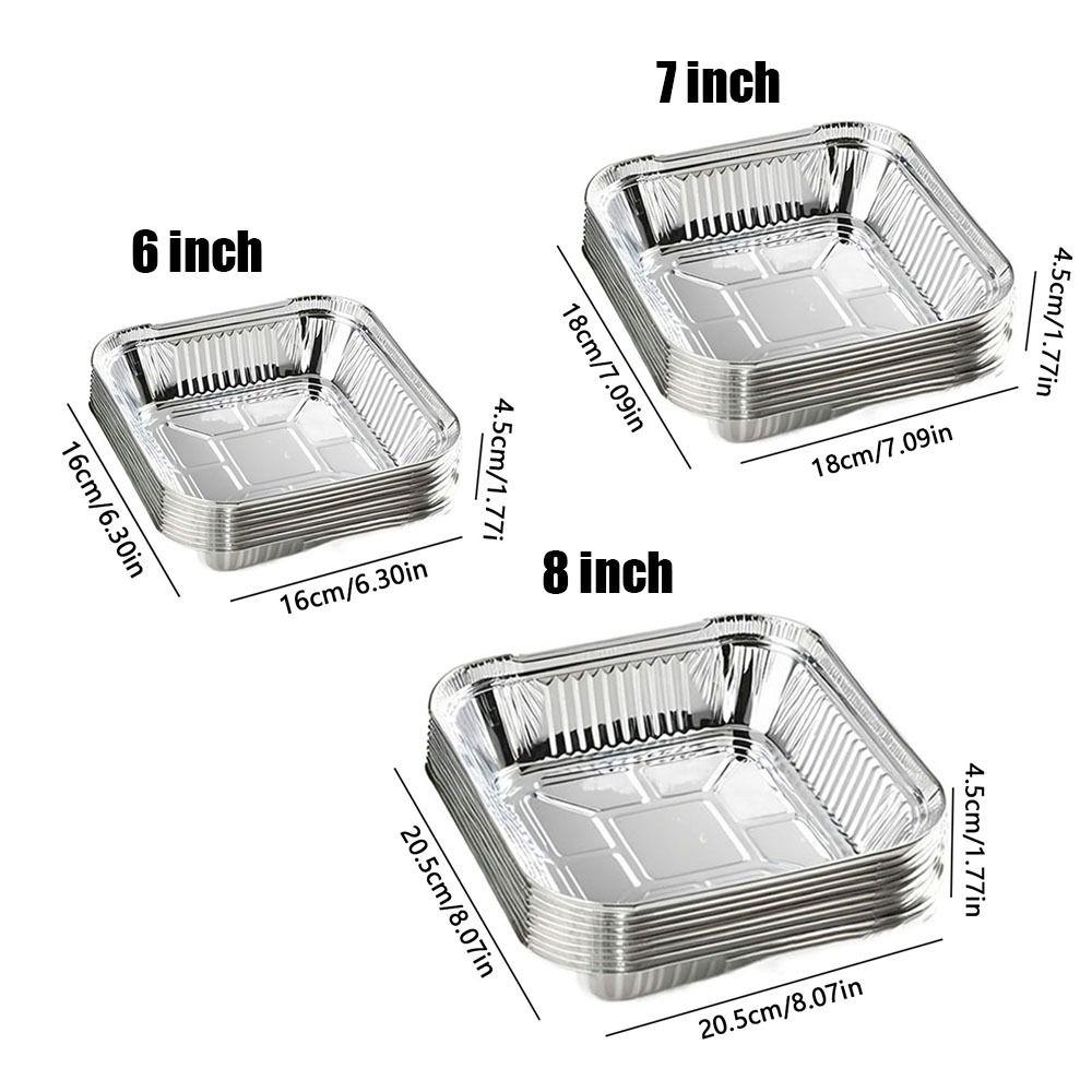 10Pcs Reusable Food Tin Foil Tray 6/7/8 Inch Air Fryer Tray Durable Aluminum Foil Box