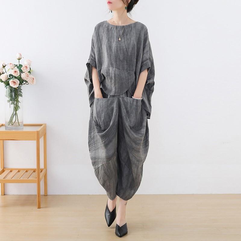 Johnature Woman Spring Loose Fashion Chinese Style Suit Personality Solid Color Niche Casual Suit