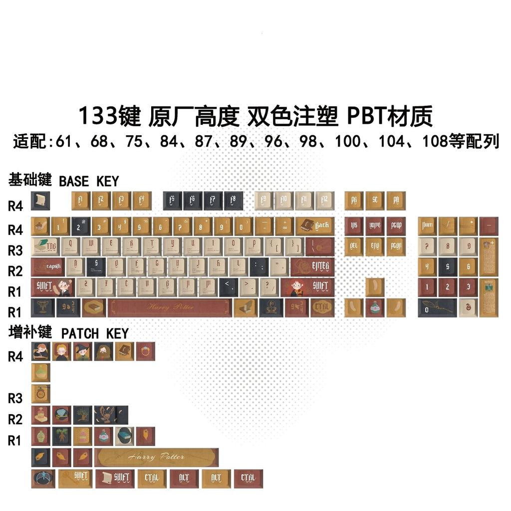 Набор для изготовления брелока в винтажном стиле «Вишня» PBT 133 клавиши DIY Персонализированная адаптация 60/64/84/98/108 Механическая клавиатура
