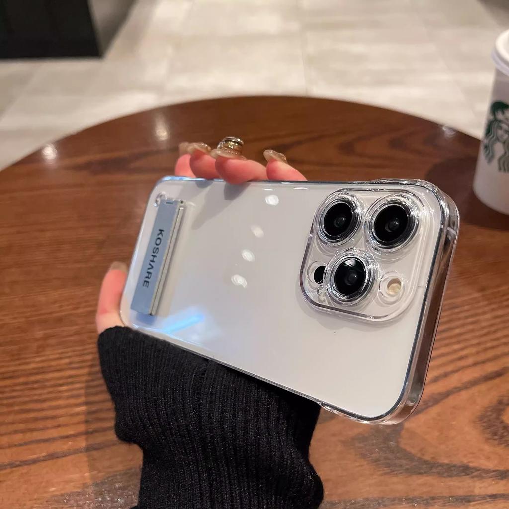Подходит для Apple 17 Ультратонкий Безрамочный Чехол для Телефона Подставка IPhone 16 Прозрачный 15proMax Противоударный Защитный Чехол