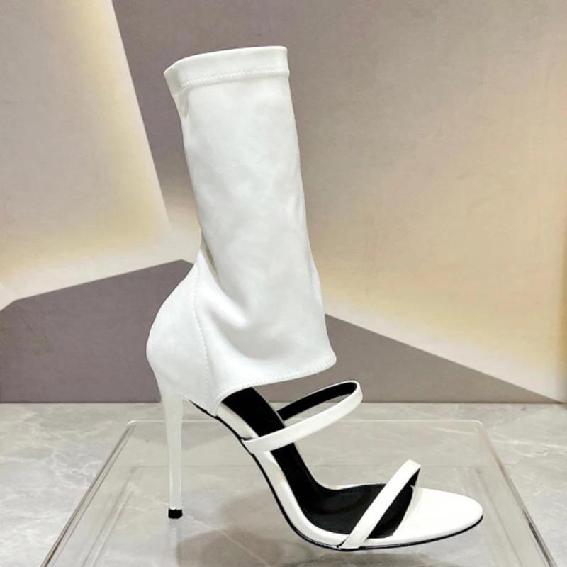 Летняя Новая Повседневная Мода Квадратный Носок Толстый Каблук Открытый Носок Пряжка Однотонные Удобные Сексуальные Банкетные Женские Туфли