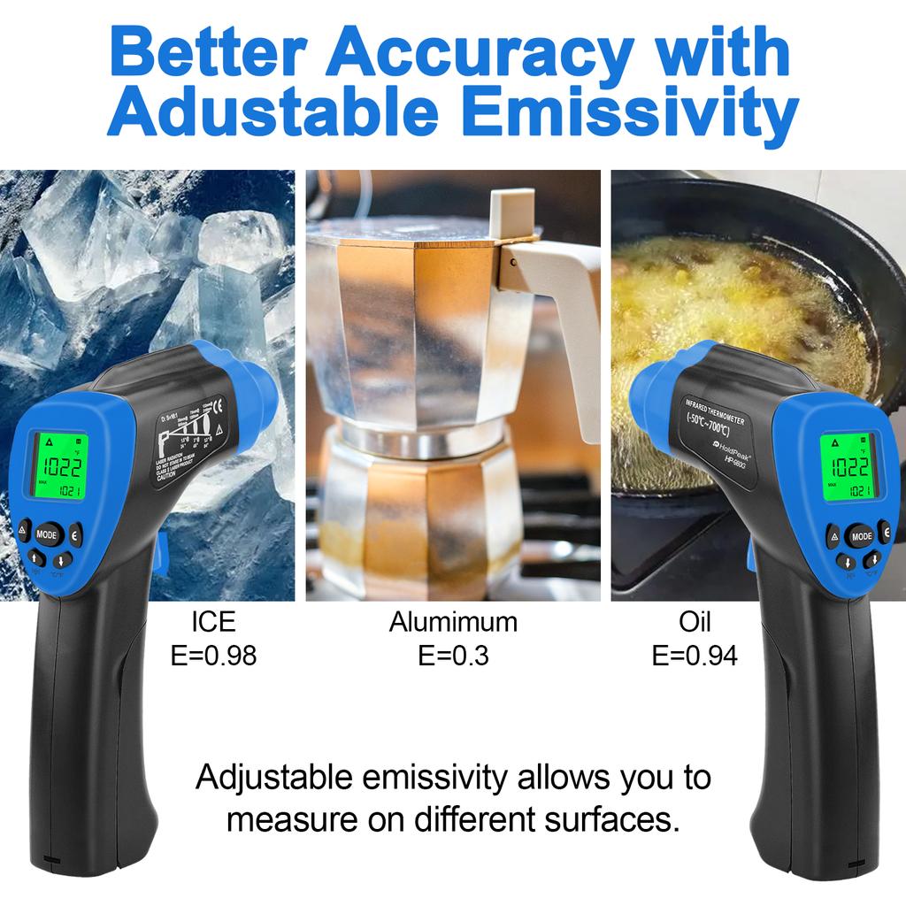 Бесконтактный инфракрасный термометр Цифровой тепловизор , Высокоточный промышленный пирометр Измеритель влажности и температуры окружающей среды