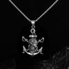 Trendy Fashion Hip Hop Mens Necklace Punk Double Swords Pirate Skull Ghost Head Anchor Pendant Jewelry Gifts for Men