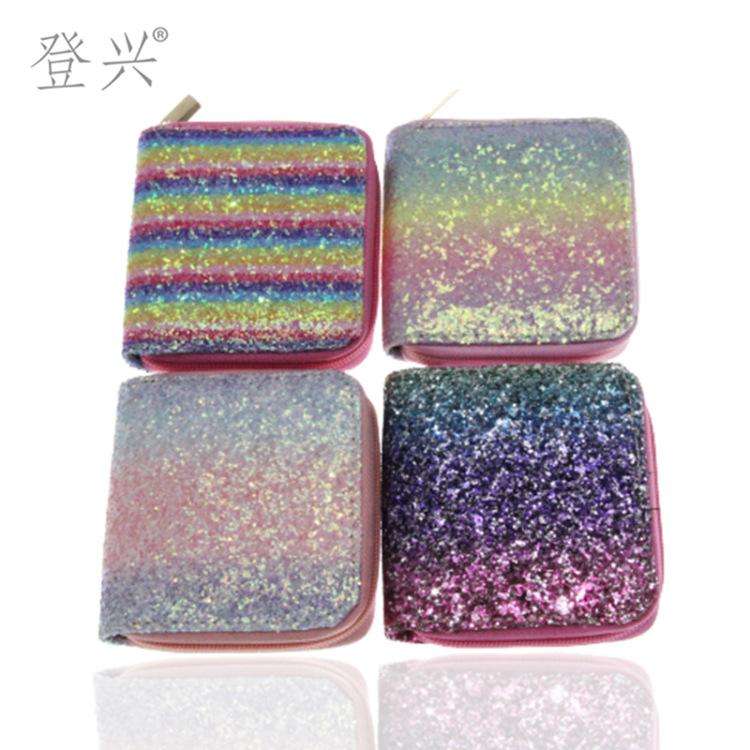 Новый лазерный ПУ короткий маленький кошелек, студенческая детская сумка, D система с картинками и образцами