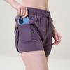 Women's Quick-Dry Two-Piece Yoga Shorts with Liner and Pockets