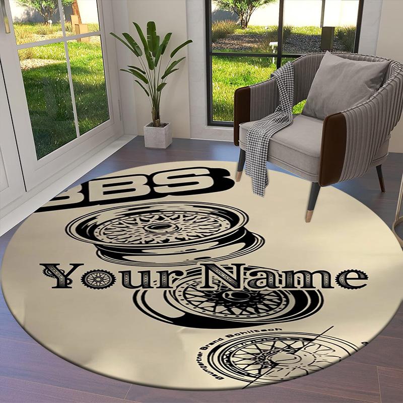Bbs Gear Logo Custom Name Round Area Rug Carpet Rug For Living Room Bedroom Sofa Playroom Decor Nonslip Floor Mat