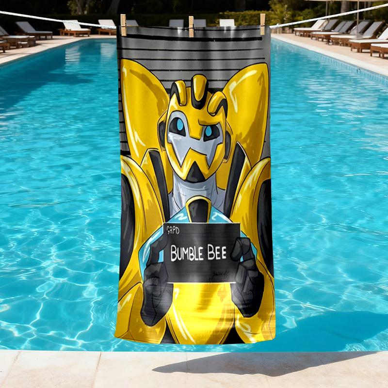 robot Print Beach Towel Design, Soft, Lightweight. for Home Bathroom, Spa, Pool, Yoga, Surfing, Camping, Gift for Family, Friend