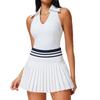 Womens Sporty Color-Block Tennis Set Quick-Dry Yoga Tank Top Running Shorts Skirt Athletic Wear Gym Badminton