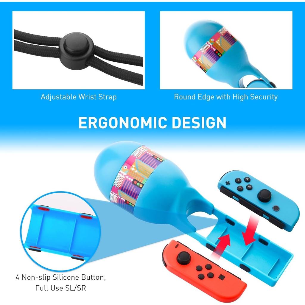 2PCS Sand Hammer Hand Grip for Samba De Amigo, Sport Game Accessories Bundle of Left & Right Handle Compatible with Switch/OLED Joy-con Controller