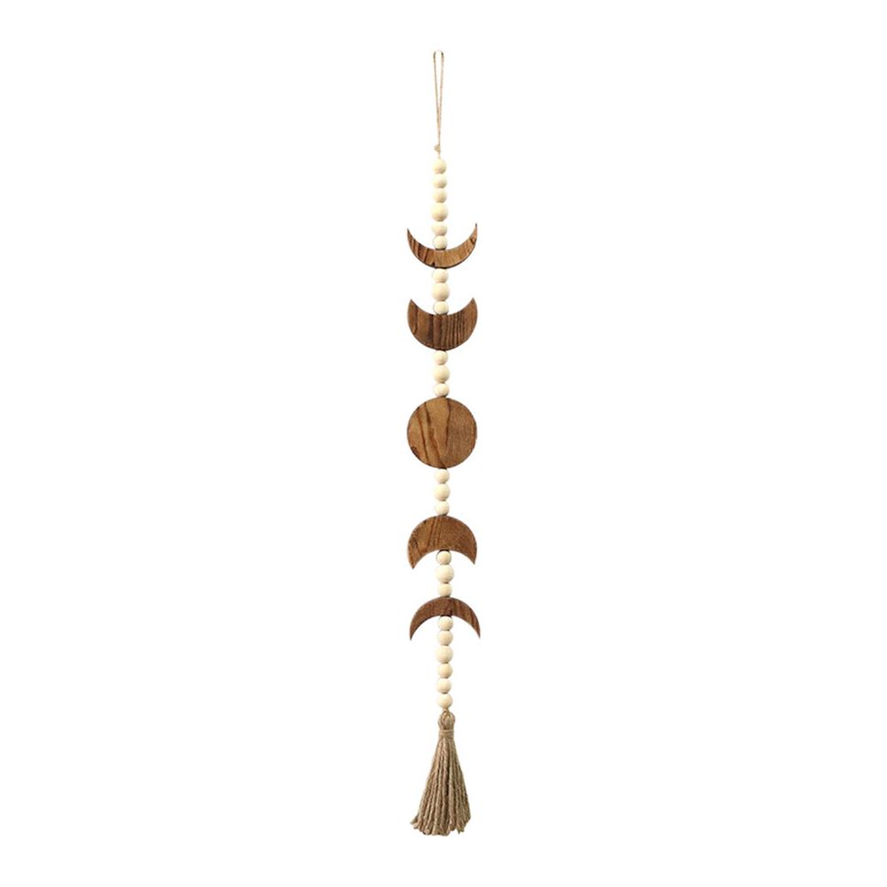 Living Room Celestial Ornament Tassel Garland Wood Moon Phase Wood Bead Wall Hanging