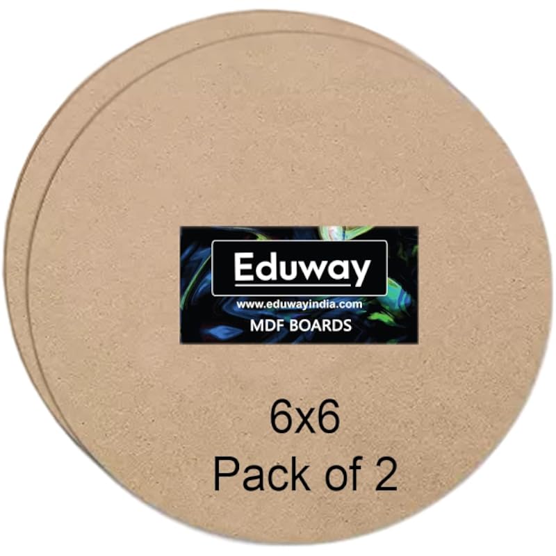 Eduway Круглая МДФ Доска 6 Дюймов для Мандалы, Липпан, Resin Art & Craft, Толщина 4 мм, Упаковка 2 шт. Премиальный Картонный Материал для Искусства
