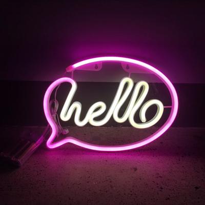Yousheng HELLO Неоновая вывеска Креативная форма USB/Работает на батарейках Небликующая светодиодная неоновая лампа Настенное украшение Товары для вечеринок