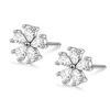Earrings Leave It On Ladies Compatible with Metal Allergies 925 Silver Second Piercing 18K Coating Allergy Friendly Zirconia Flowers Both Ears Silver